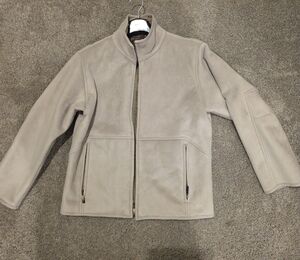 Men's Classic Wolf White Silver Microsuede Jacket. So Comfy.